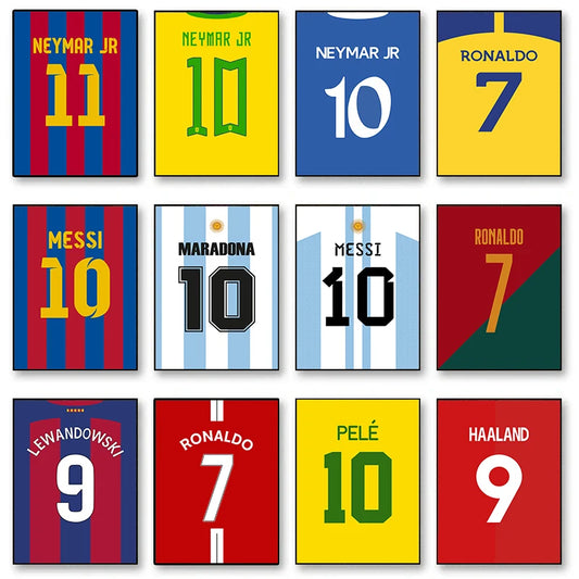 Famous Football Legend Jersey Canvas Posters Football Athletic Player Sports Star Wall Art Pictures Home Bar Room Decoration