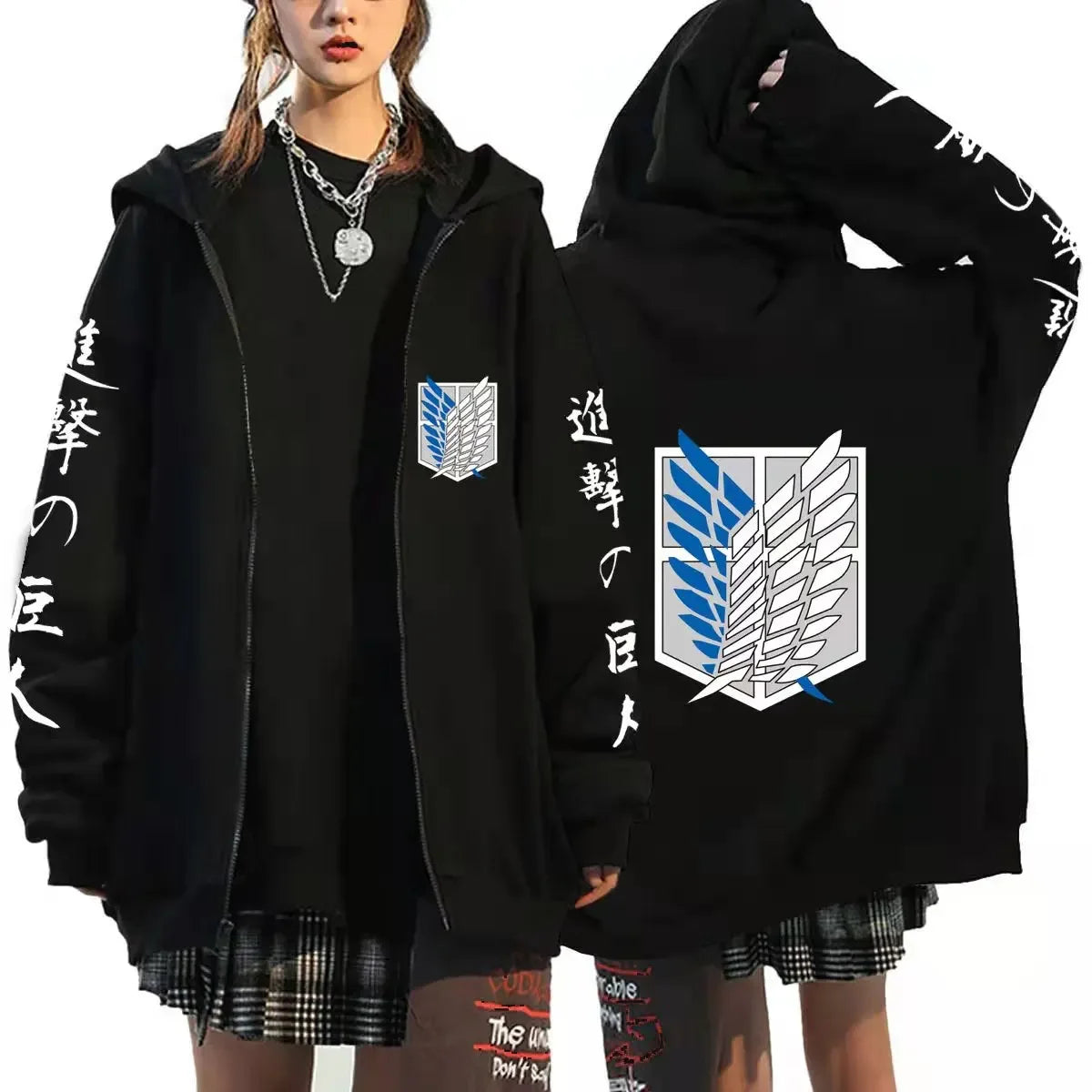 European and American Anime Attack on Titan Hoodie Zipper Sports Coat Men's Sportswear Role Playing Dress