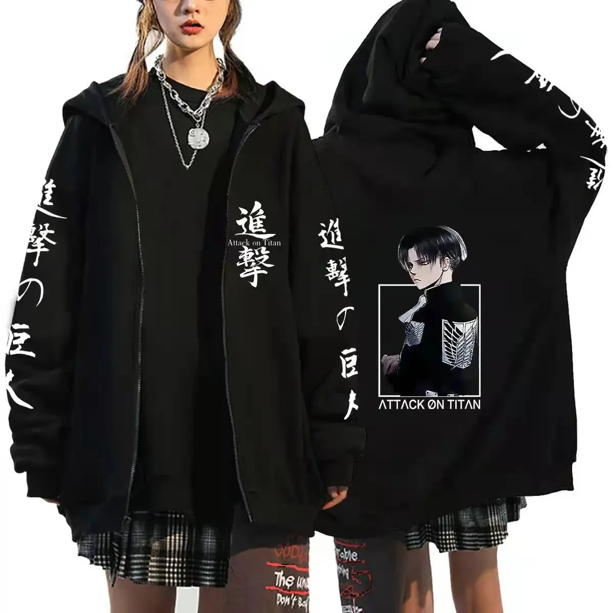 European and American Anime Attack on Titan Hoodie Zipper Sports Coat Men's Sportswear Role Playing Dress