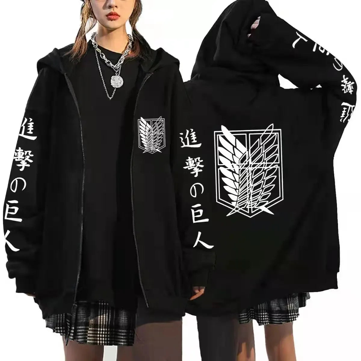 European and American Anime Attack on Titan Hoodie Zipper Sports Coat Men's Sportswear Role Playing Dress