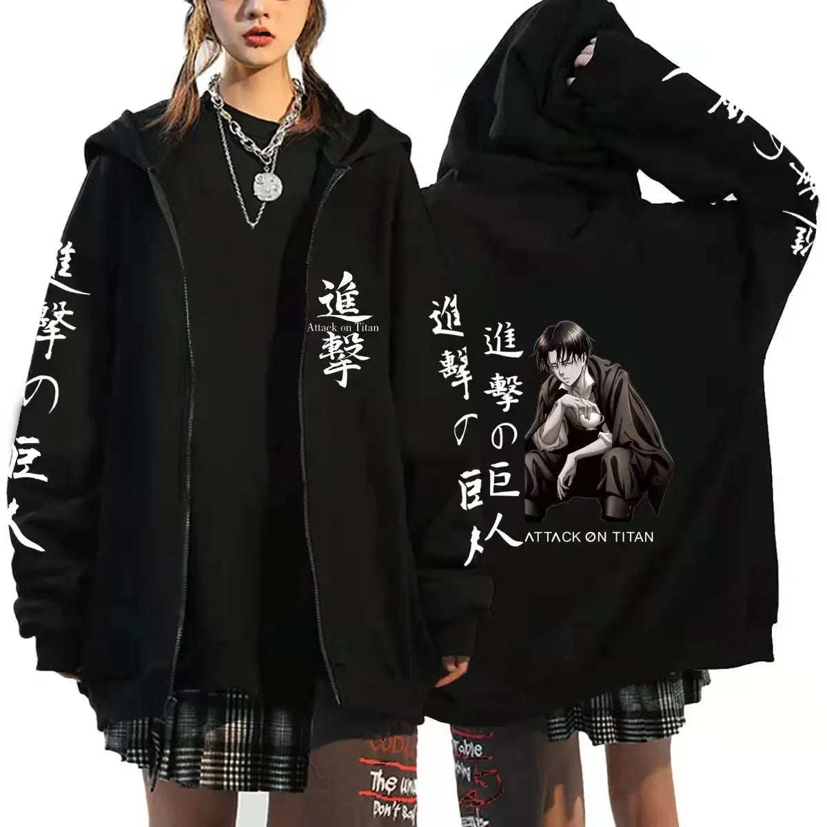 European and American Anime Attack on Titan Hoodie Zipper Sports Coat Men's Sportswear Role Playing Dress