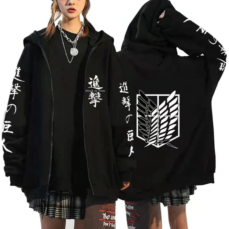 European and American Anime Attack on Titan Hoodie Zipper Sports Coat Men's Sportswear Role Playing Dress